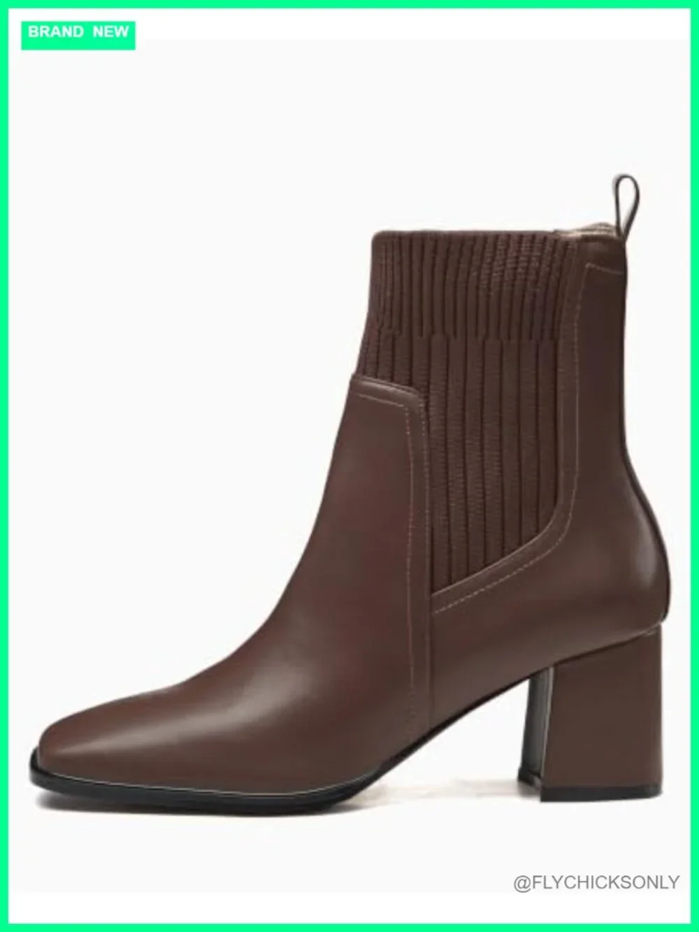 Faux Leather Slip On Ankle Booties Square Toe Chunky Block Heel
